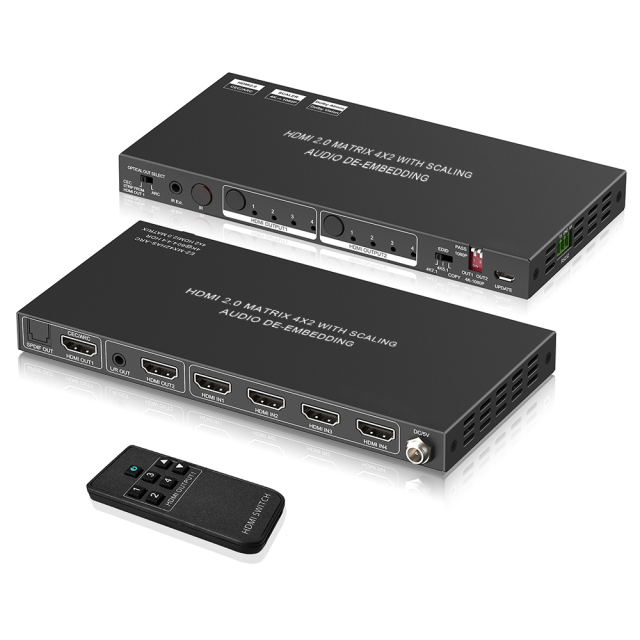 4K HDMI Matrix Switch 4×2 | HDCP 2.2, EDID, eARC, Dolby Vision