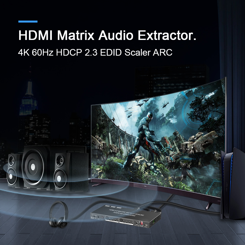 4K HDMI Matrix Switch 4×2 | HDCP 2.2, EDID, eARC, Dolby Vision