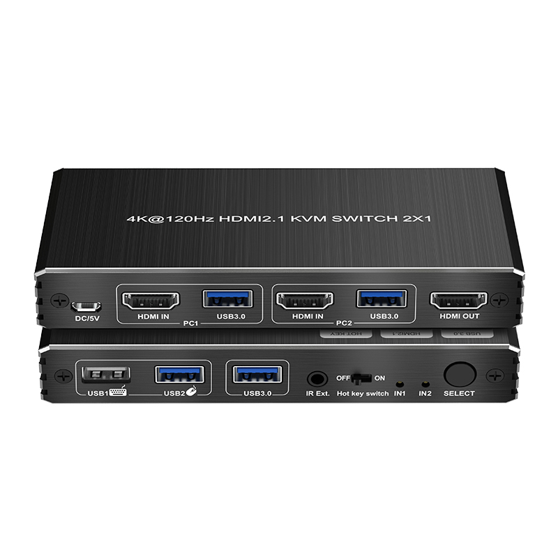 8K60 HDMI 2.1 KVM Switch 2 Port with Hotkey & EDID