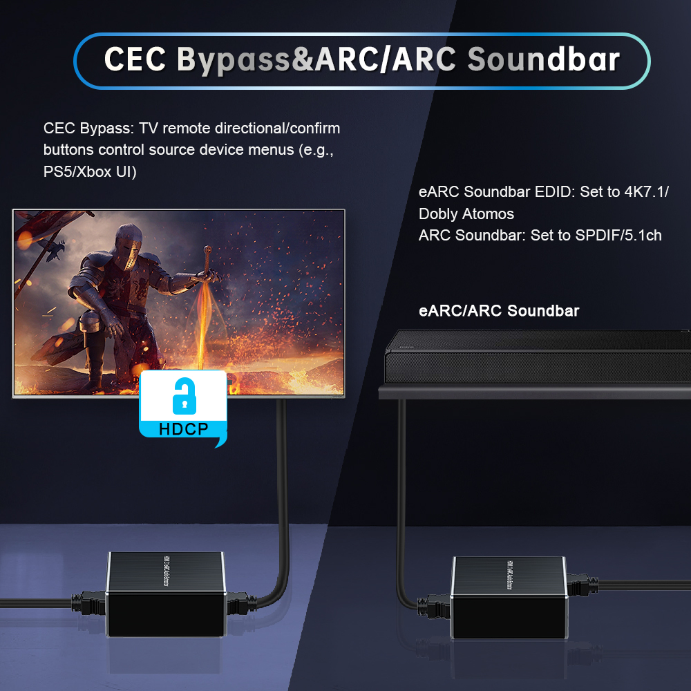 8K HDMI Audio Extractor Switch 4x1 eARC/ARC for PS5