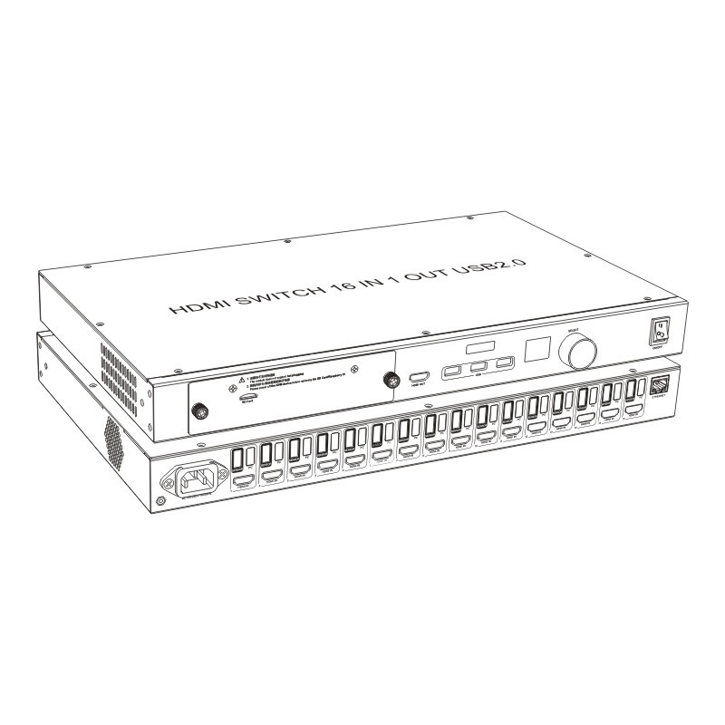 4K60 16x1 HDMI KVM Switch USB 3.0 Remote Control