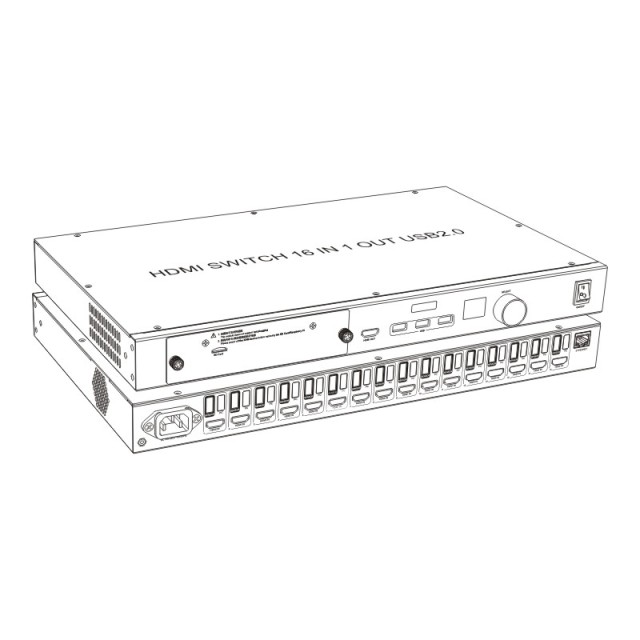 4K60 16x1 HDMI KVM Switch USB 3.0 Remote Control