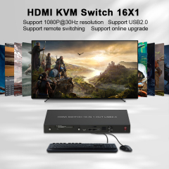 4K60 16x1 HDMI KVM Switch USB 3.0 Remote Control