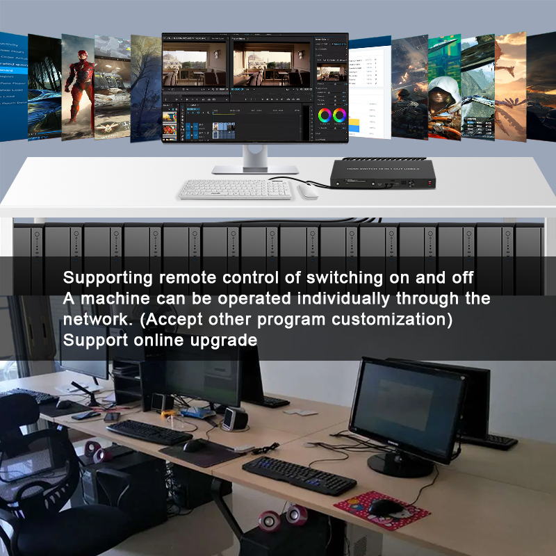 4K60 16x1 HDMI KVM Switch USB 3.0 Remote Control