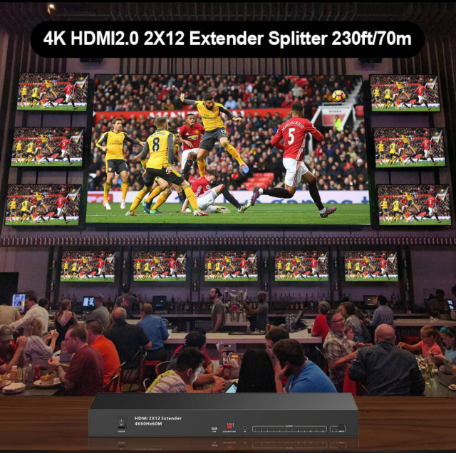 4K HDMI 2.0対応 2入力12出力 HDMIエクステンダー | 最大70m伝送 / PoE / Cat6a対応