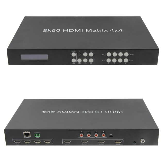 4x4 8K HDMI 2.1 Matrix Switcher with HDR10, Dolby Vision & Audio De-embedding
