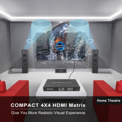 4x4 8K HDMI 2.1 Matrix Switcher with HDR10, Dolby Vision & Audio De-embedding