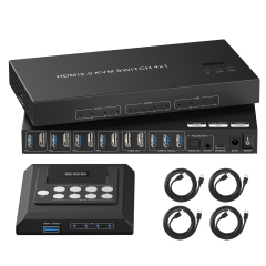 4K@60Hz HDMI KVM Switch 4x2 | デュアルモニター対応 業務用KVMソリューション