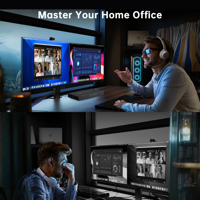 HDMI & USB-C Dual Monitor KVM Switch 2x1 | 8K@60Hz, 4K@120Hz, USB 3.0