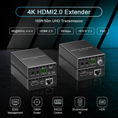4K HDMI 2.0 Extender 50M over Cat6/7 with PoE, IR & RS232