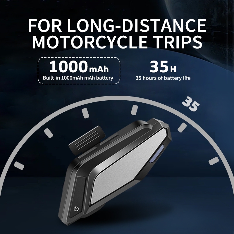 L8 Pro Helmet Bluetooth Headset | 35H Battery | 4 Color Panels | Dual Phone | BT5.3 | IP65 | OEM – Voiture