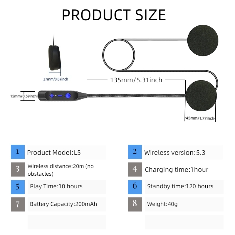 L5 Helmet Bluetooth Headset | Wire-In-Helmet Design | BT5.3 | 1H Fast Charge | 6 Helmet Types | OEM Manufacturer – Voiture