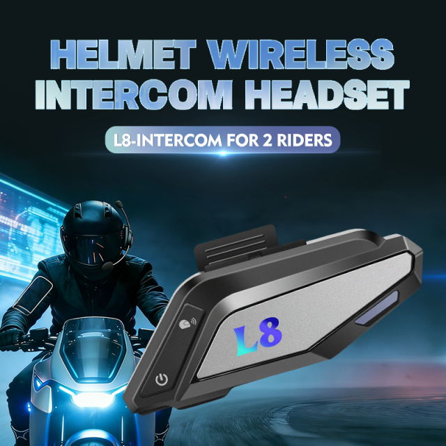 L8 Helmet Intercom Headset | 300M 2-Rider Intercom | BT5.4 | CVC+DSP | Mood Light | IP65 | OEM Manufacturer ‒ Voiture