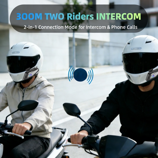 L8 Helmet Intercom Headset | 300M 2-Rider Intercom | BT5.4 | CVC+DSP | Mood Light | IP65 | OEM Manufacturer ‒ Voiture