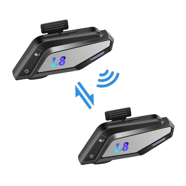 L8 Helmet Intercom Headset | 300M 2-Rider Intercom | BT5.4 | CVC+DSP | Mood Light | IP65 | OEM Manufacturer ‒ Voiture