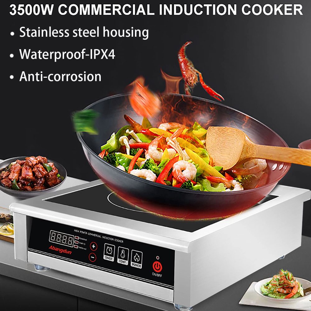 Commercial Range Countertop Burners 3500W/240V Induction Cooktop18-hour Timer Hot Plate for Kitchen Restaurants Abangdun (Single Burner)