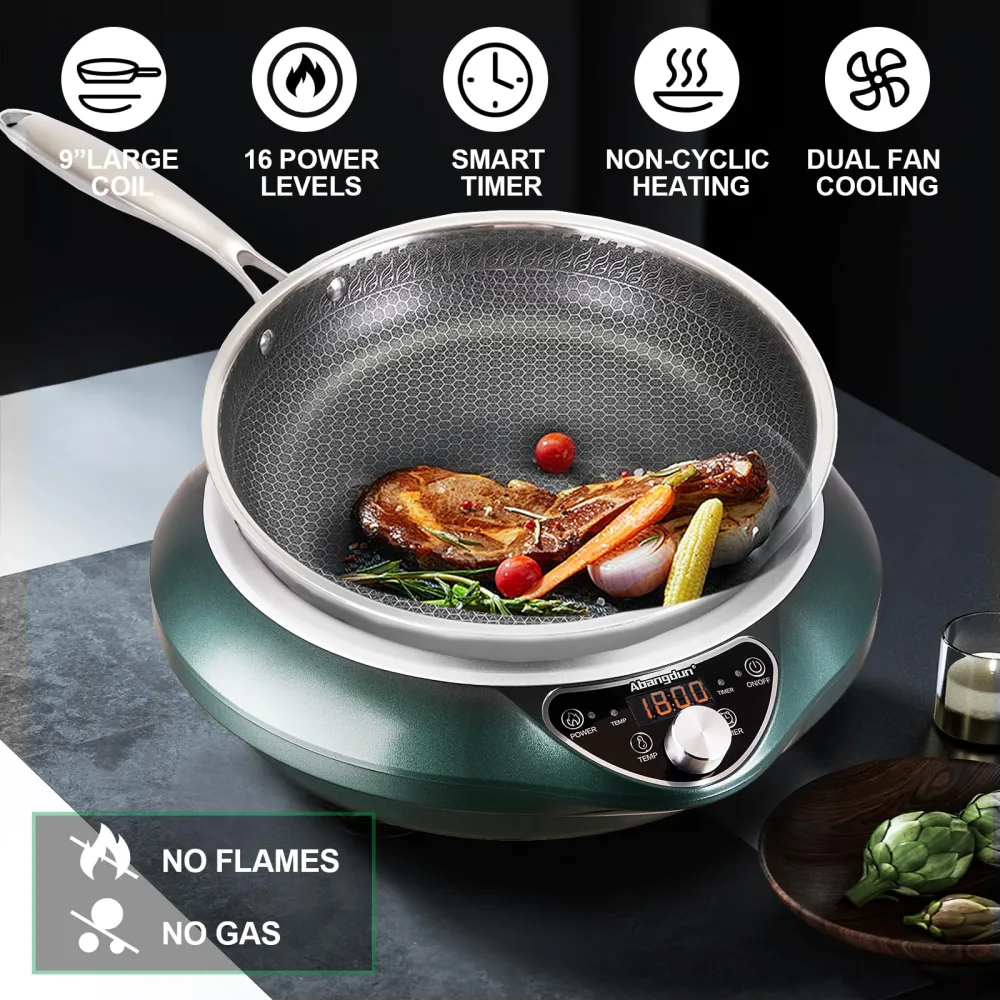 200W–1800W Flat Induction Cooker | Commercial Grade, Button & Knob ...