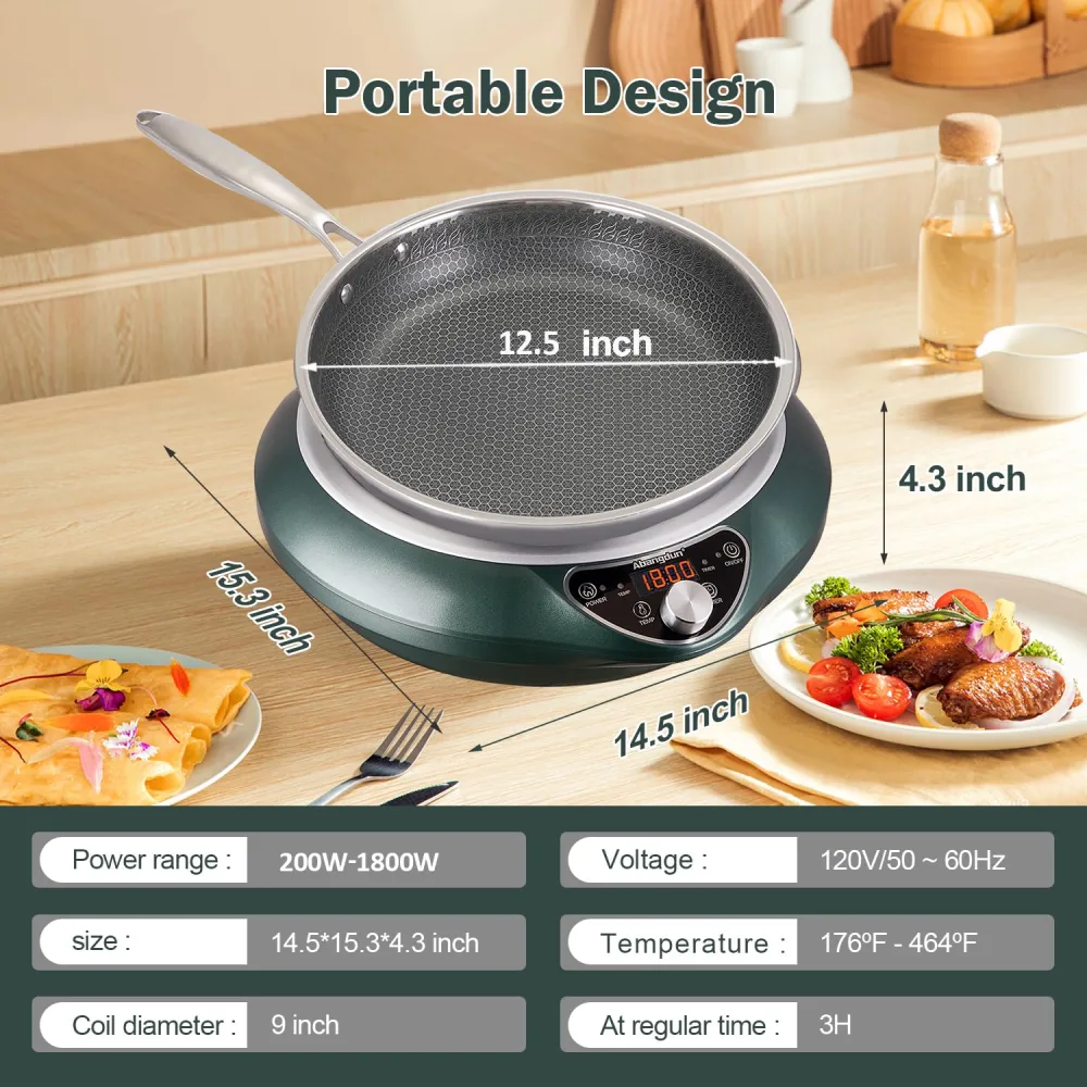 200W–1800W Flat Induction Cooker | Commercial Grade, Button & Knob ...