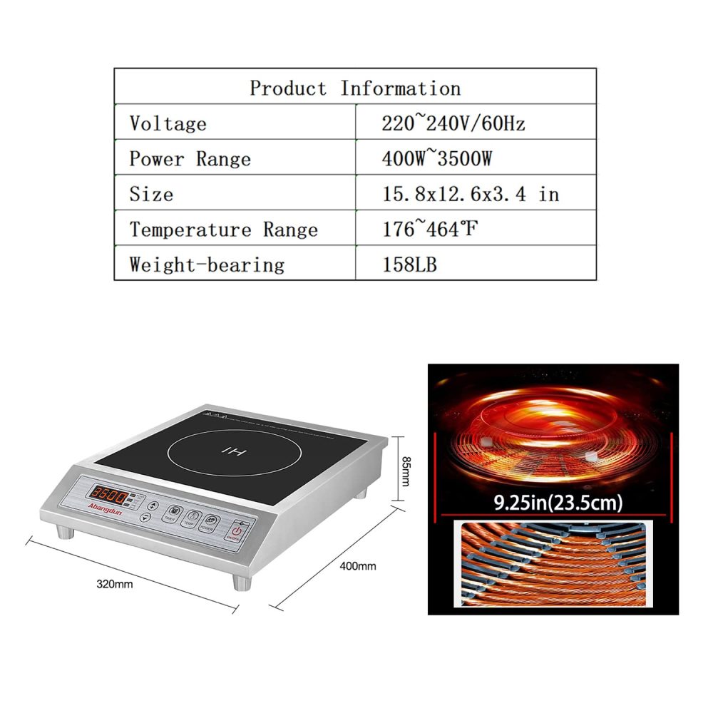 Commercial Induction Cooktop Induction Burner Lower Power Even Heating Hot Plate 3500W /220V