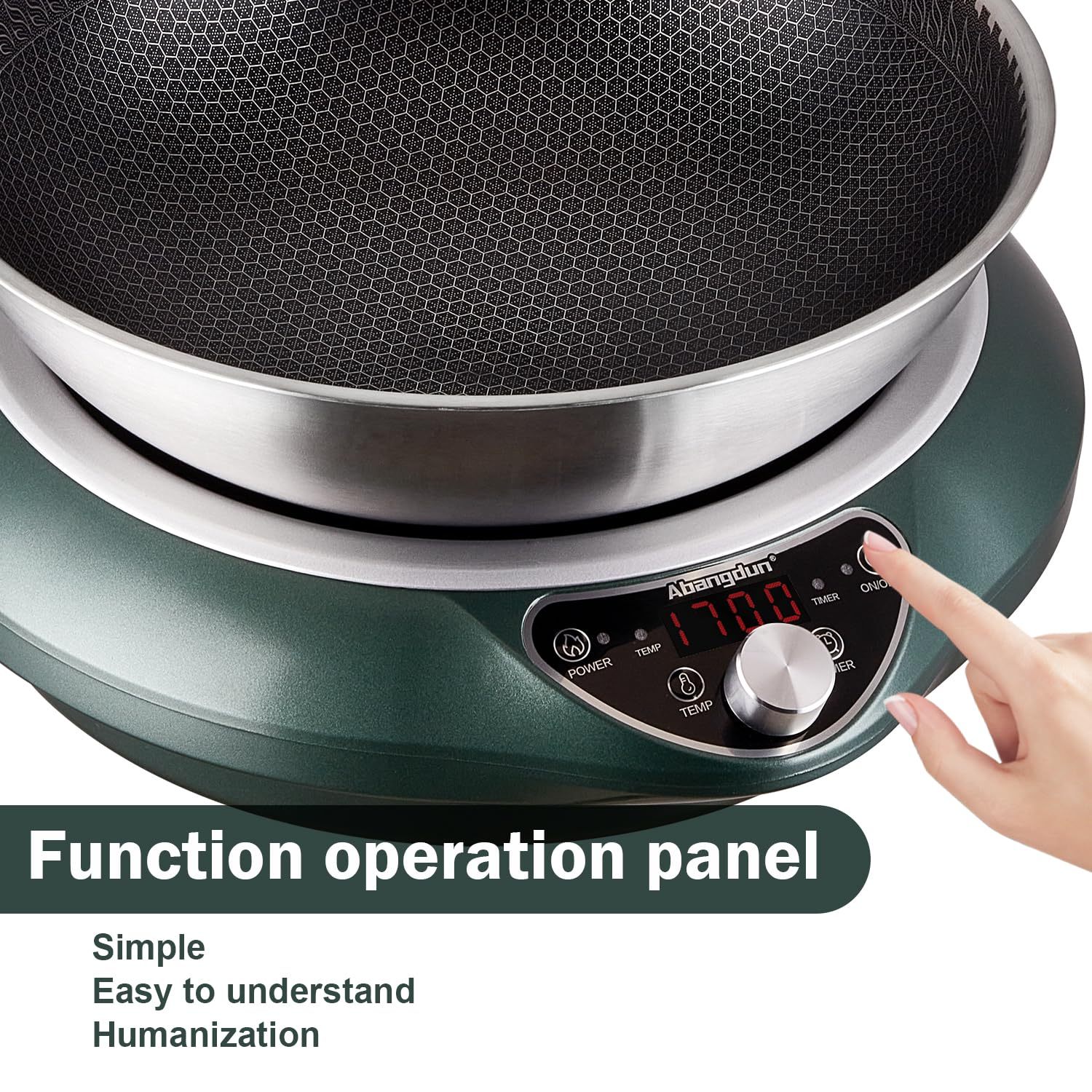 Induction Wok Cooktop Induction Burner 1700W/85V~120V Electric Wok Curved Surface Electronic Cooker Concave Stoves