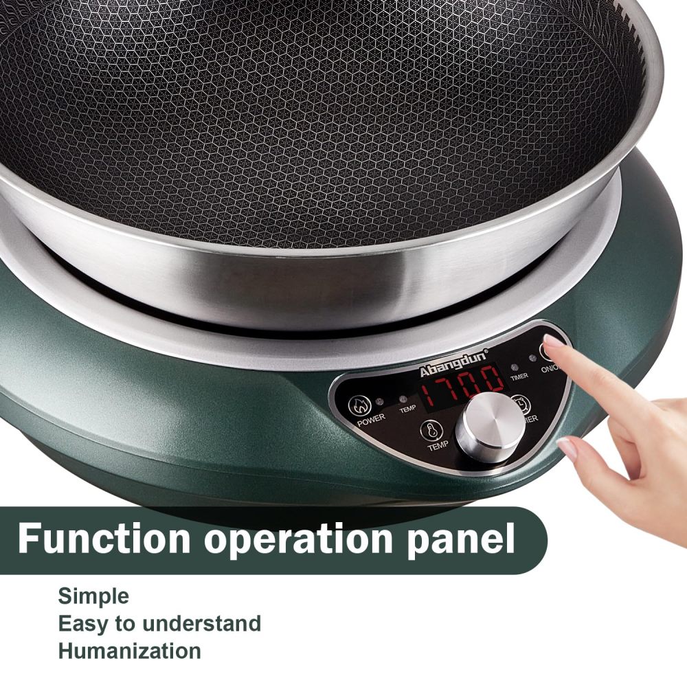 Induction Wok Cooktop Induction Burner 1700W/85V~120V Electric Wok Curved Surface Electronic Cooker Concave Stoves