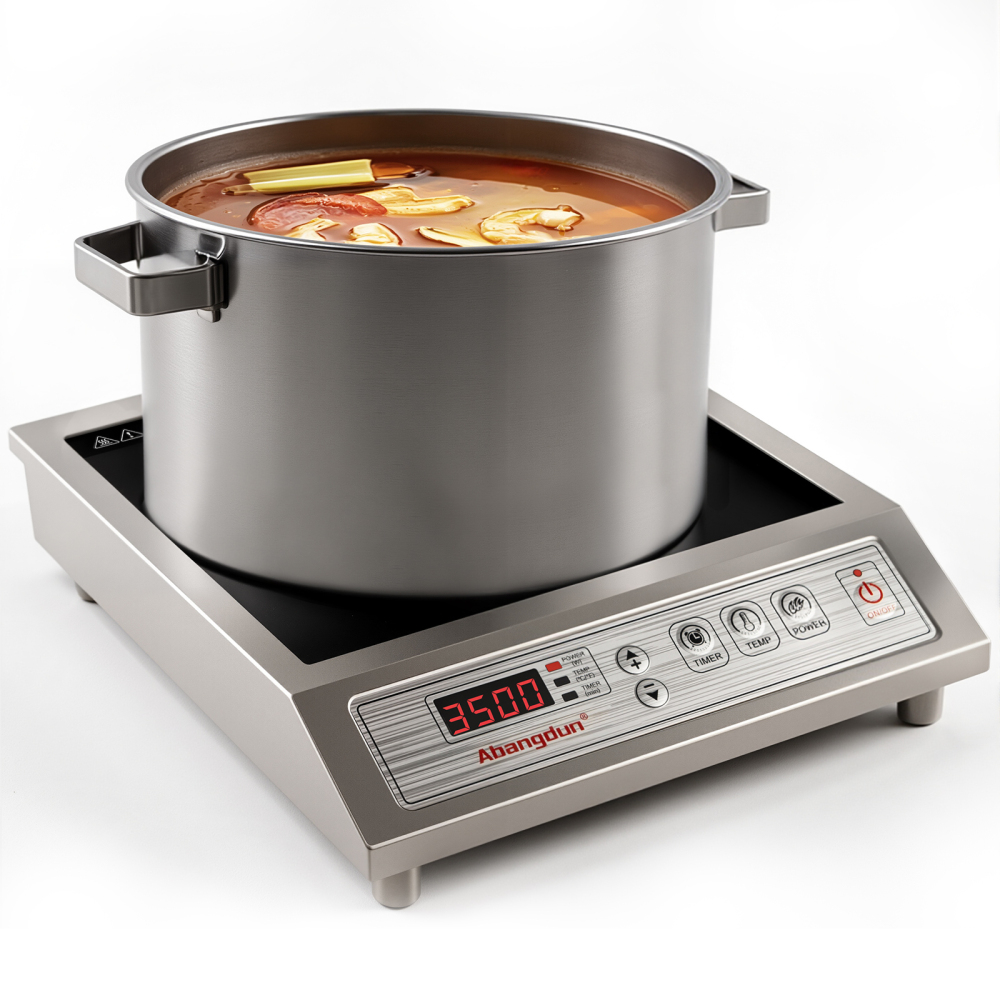 Induction cooktop commercial grade induction burner 3500W/190V~275V 18 hours timer 16 Level Temp&Power Ctrl lower power even heating hot plate countertop burners for cooking professional heater electric stove hob portable restaurants kitchen Abangdun
