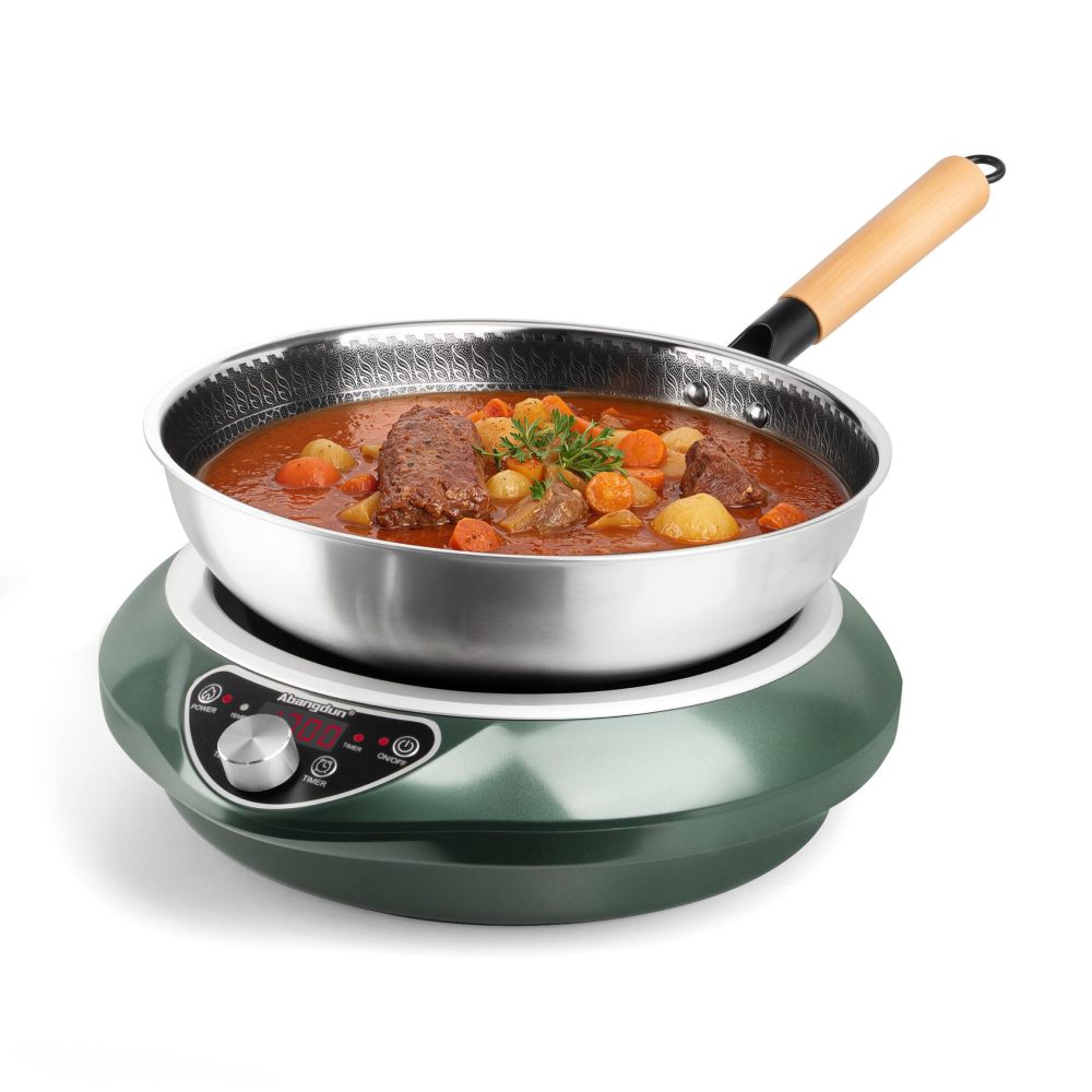Induction cooktop 1700W/85V~120V 16 Level Temp&Power Ctrl wok burner induction curved electric stove hot plate frying evenly electric stove hob portbale commercial hob countertop burners for cooking portable heater 18 hours timer kitchen Abangdun