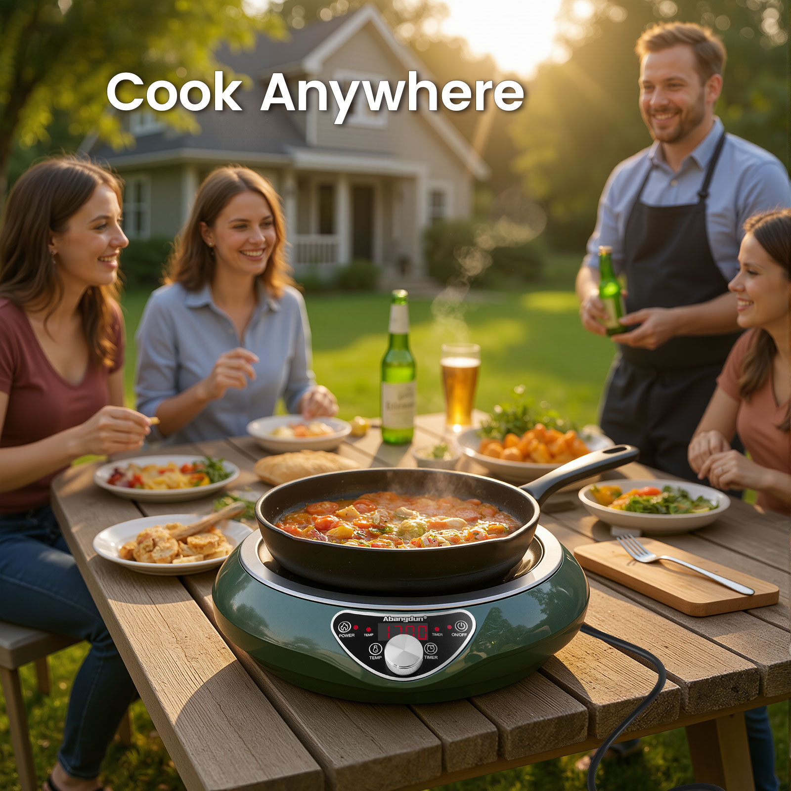 Induction Cooktop Wok Burner 1700W/85V~120V Electric Curved Surface Electric Cooker Concave Stoves Hot Plate Countertop Burners for Cooking Portable Heater Restaurants Kitchen 16 Level Temp&Power Ctrl Quick Heat-up and Faster Cooking Times Abangdun