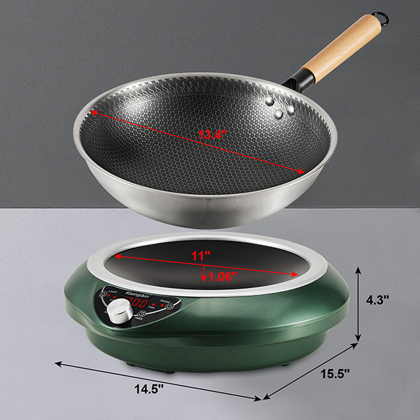 Induction Cooktop Wok Burner 1700W/85V~120V Electric Curved Surface Cooker Concave Stoves Hot Plate Countertop Burners for Cooking Portable Heater Restaurants Kitchen 16 Level Temp&Power Ctrl Quick Heat-up and Faster Cooking Times Abangdun