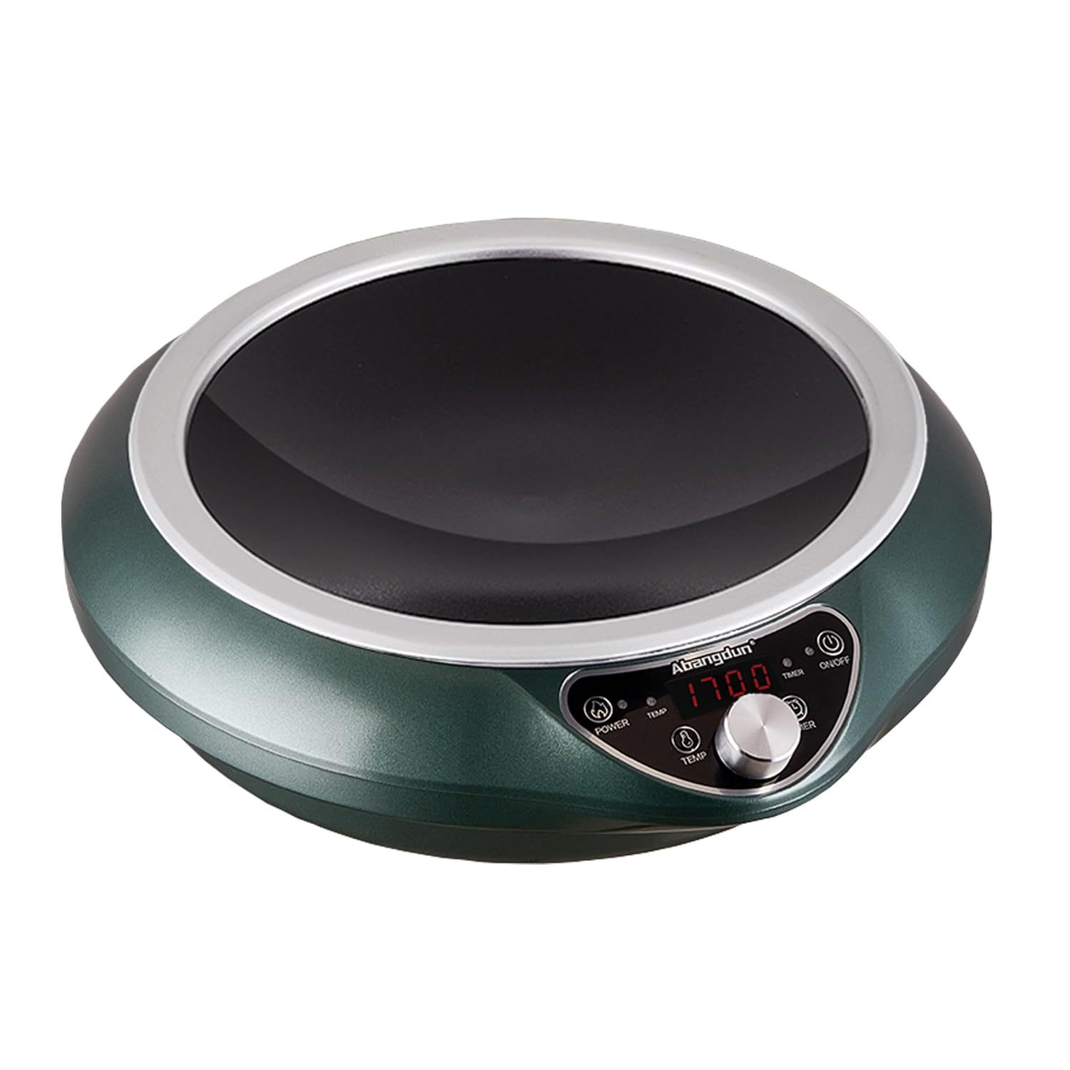 Induction Cooktop Wok Burner 1700W/85V~120V Electric Curved Surface Cooker Concave Stoves Hot Plate Countertop Burners for Cooking Portable Heater Restaurants Kitchen 16 Level Temp&Power Ctrl Quick Heat-up and Faster Cooking Times Abangdun