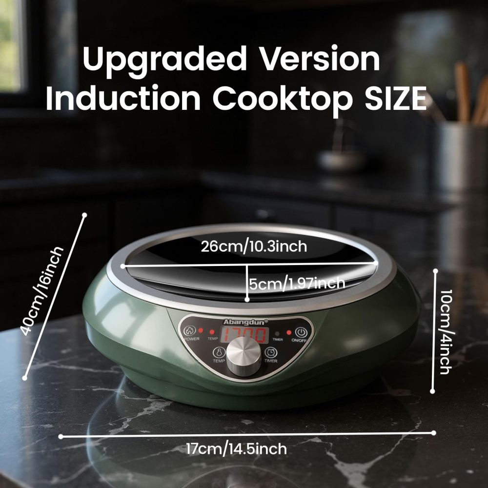 Commercial Induction Cooktop Wok Burner 1700W/85V~120V Electric Curved Surface Cooker 1.97″ Concave Stoves Hot Plate Countertop Burners for Cooking Portable Heater Restaurants Kitchen 16 Level Temp&Power Ctrl Quick Heat-up and Faster Cooking Abangdun
