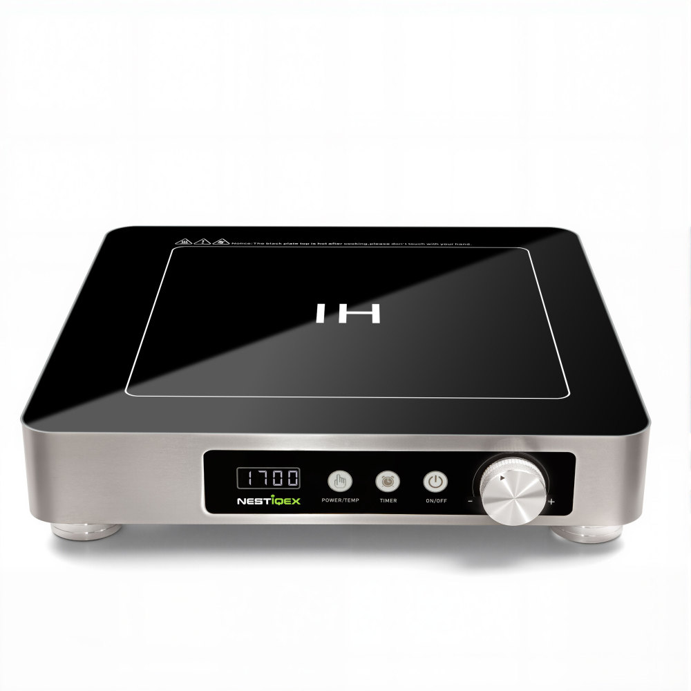 1700W 85V~120V Induction Cooktop Commercial Electric Stove Large11.8-inch Heating Coil Luxurious Stainless Steel Countertop Burner With 24 Hours Timer Powerful 1700W Professional Hot Plate For Cooking