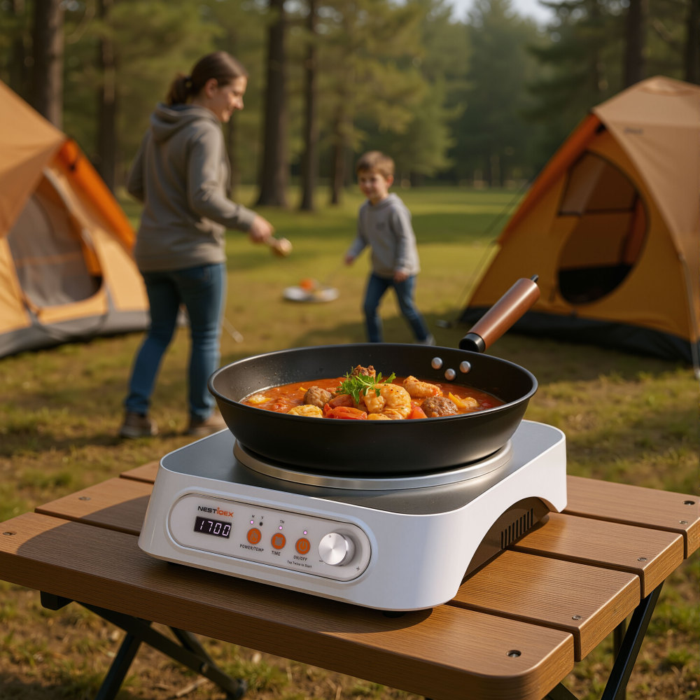 1700W 85V~120V  Induction Cooktop Concave Wok Burner Portable Electric Stove Countertop Heater With 13-inch Carbon Steel Wok