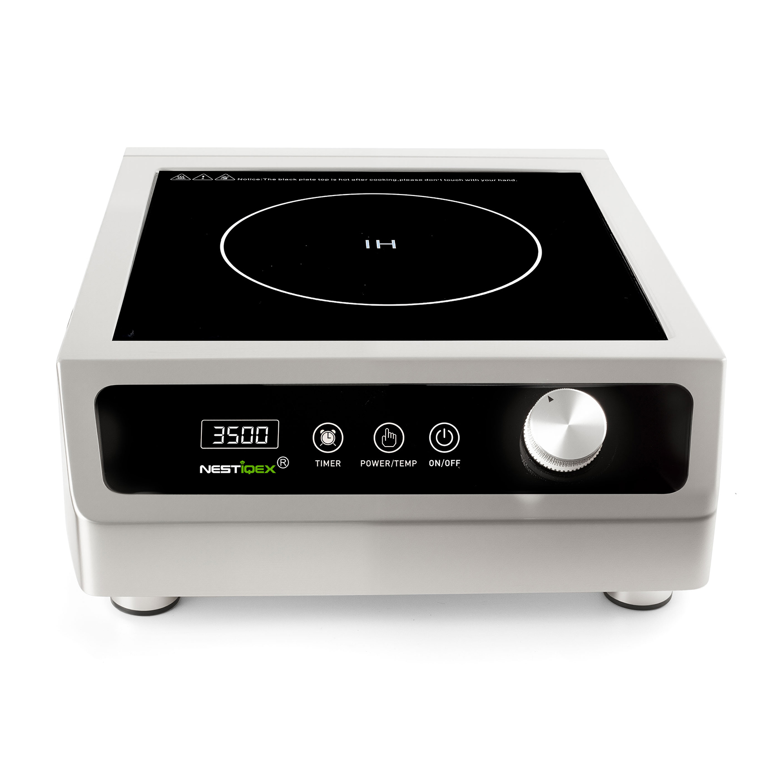 3500W Commercial Induction Cooktop, 208V 3-Phase Large Induction Burner with 20 Power & Temp Levels, 9.25" Large Coil, 24h Timer, One-Knob Control, Pro Electric Countertop Burners for Restaurant Hotel Kitchen