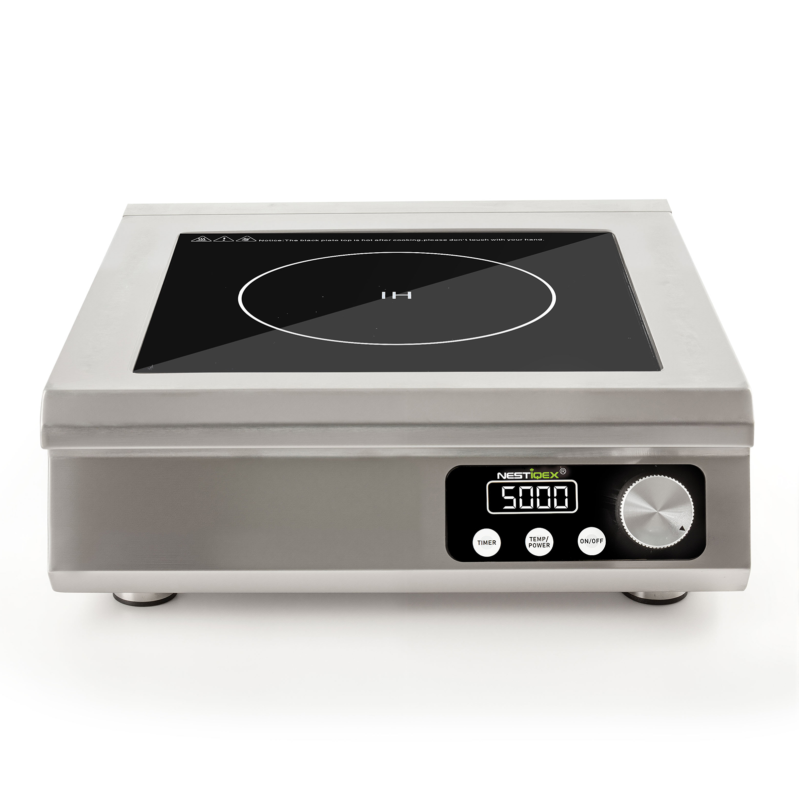 5000W Commercial Induction Cooktop, 208V 3-Phase Large Induction Burner with 20 Power & Temp Levels, 9" Large Coil, 24h Timer, Pro Electric Countertop Burners for Restaurant Kitchen