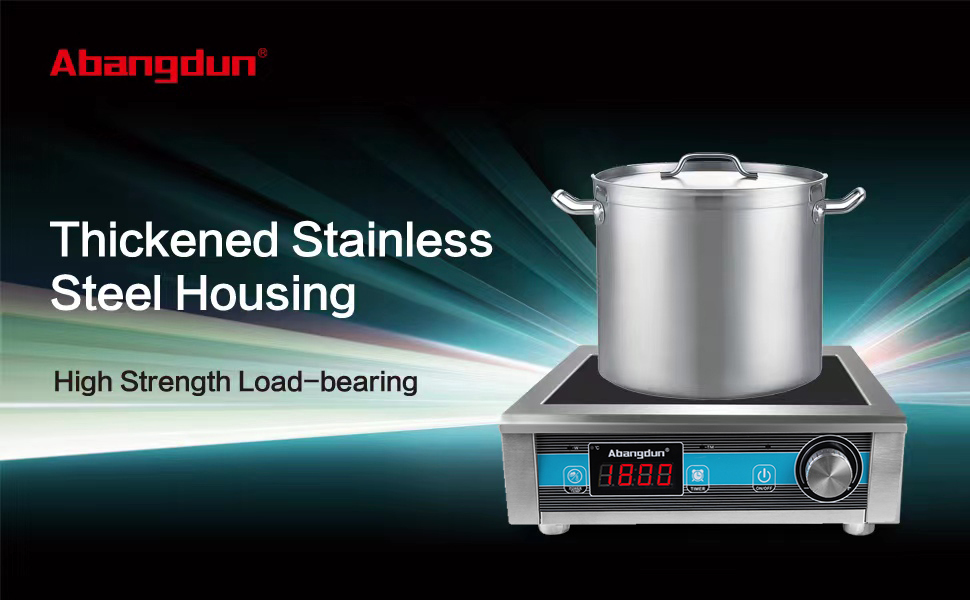 Abangdun Commercial Grade Countertop Burner 1800 W /120V Commercial Induction Cooktop 9 Inch Heating Coil Hot Plate Even Heating at each power level