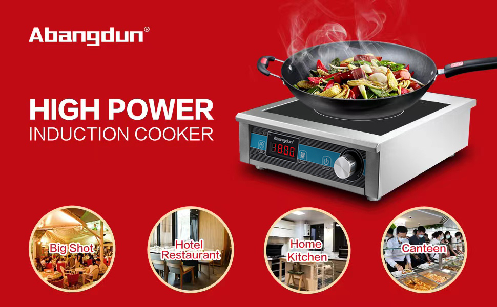 Abangdun Commercial Grade Countertop Burner 1800 W /120V Commercial Induction Cooktop 9 Inch Heating Coil Hot Plate Even Heating at each power level