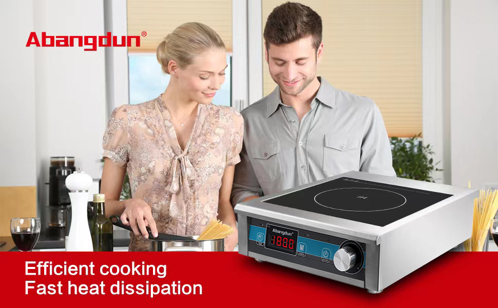 Abangdun Commercial Grade Countertop Burner 1800 W /120V Commercial Induction Cooktop 9 Inch Heating Coil Hot Plate Even Heating at each power level