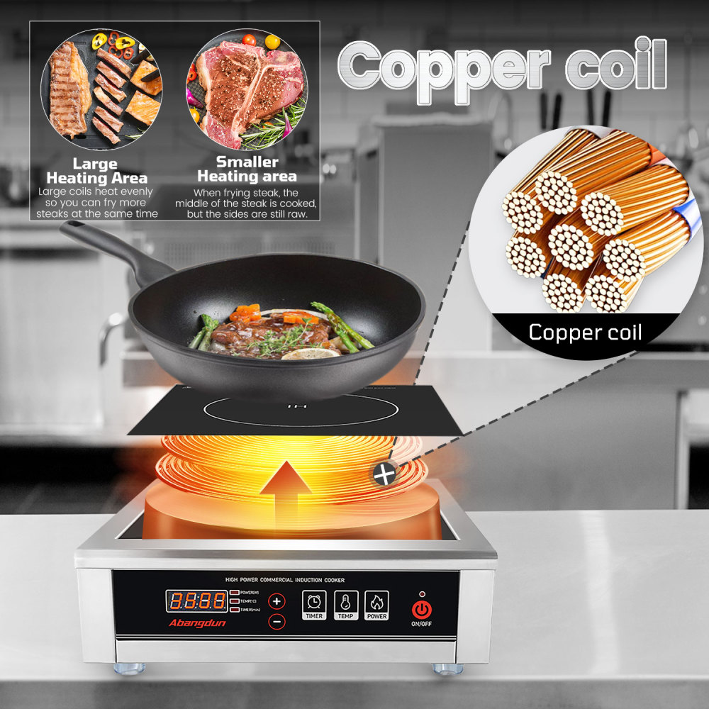 Abangdun 3500W Commercial Induction Cooktop, 240V Single Induction Burner with 18-Hour Timer, High-Efficiency Induction Heater for Restaurant & Catering