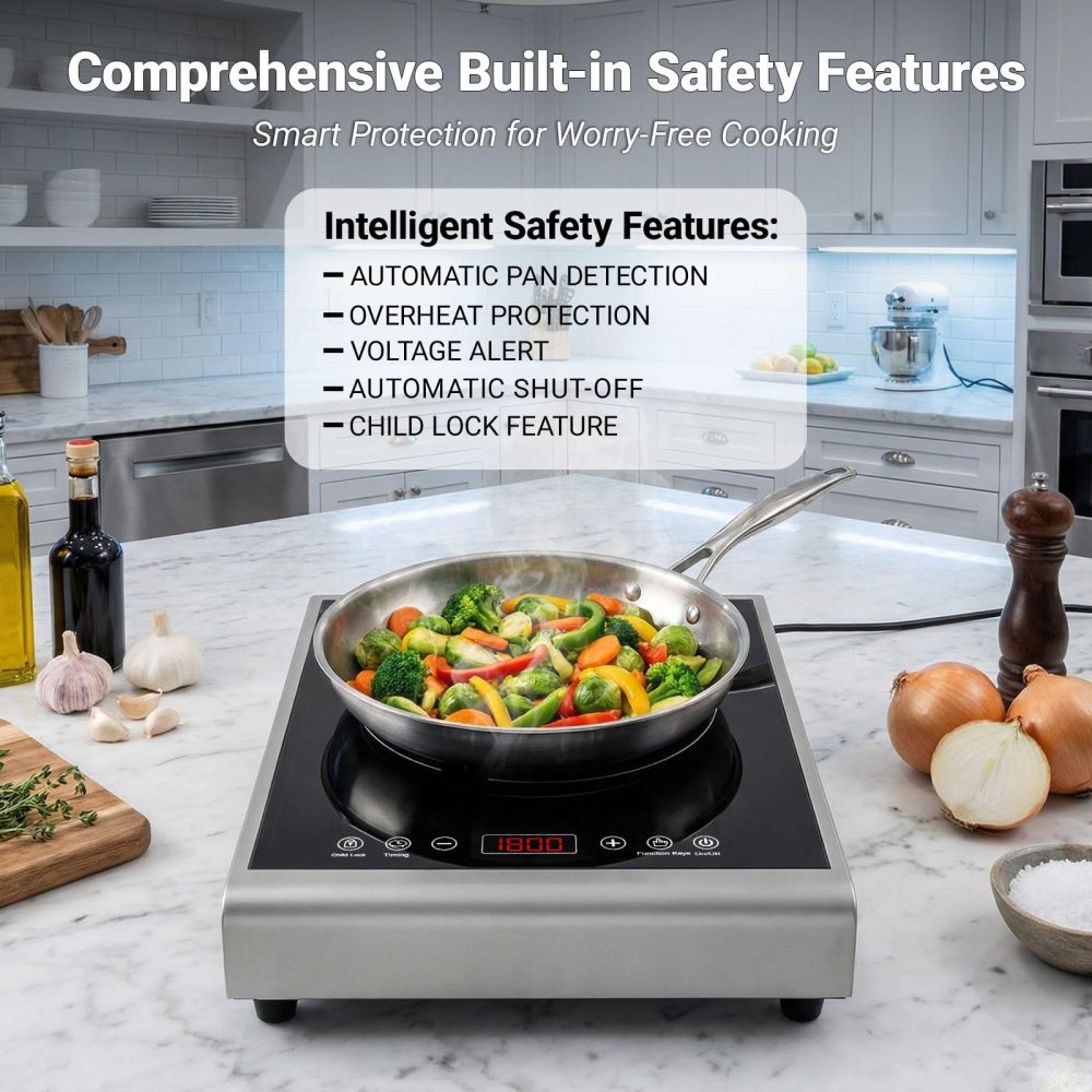 Abangdun 1800W 100V～185V Induction Cooktop 2026 New Real Precise Power/Temp Ctrl 17 Watts 200~1800w Electric Skillet Heater 24H Timer & Child Lock Ideal for RV, Dorm, and Small Kitchens Hot Plates Stove Cooker