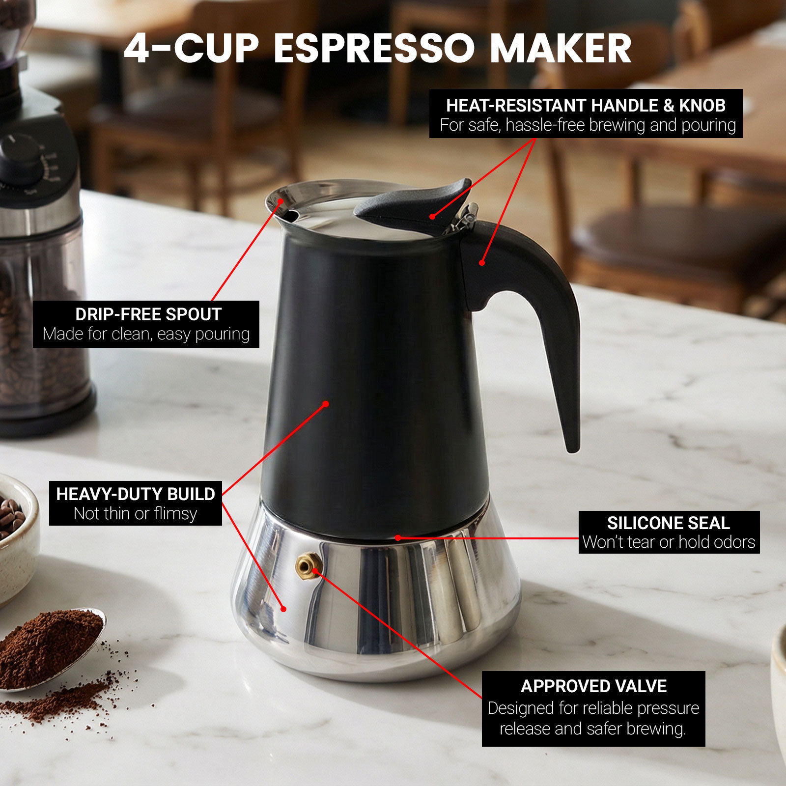 Nestiqex 18F commercial induction cooktop even heating feature graphic