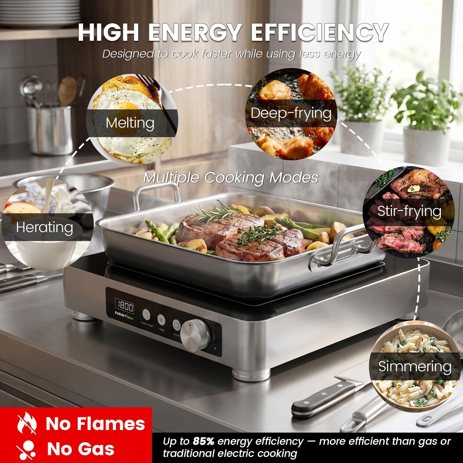 Abangdun AJ1019 commercial induction cooktop kitchen view application