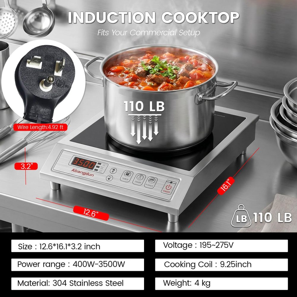 Commercial Induction Cooktop Induction Burner Lower Power Even Heating Hot Plate 3500W /220V