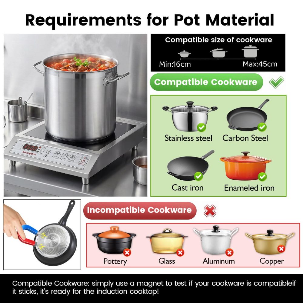 Commercial Induction Cooktop Induction Burner Lower Power Even Heating Hot Plate 3500W /220V