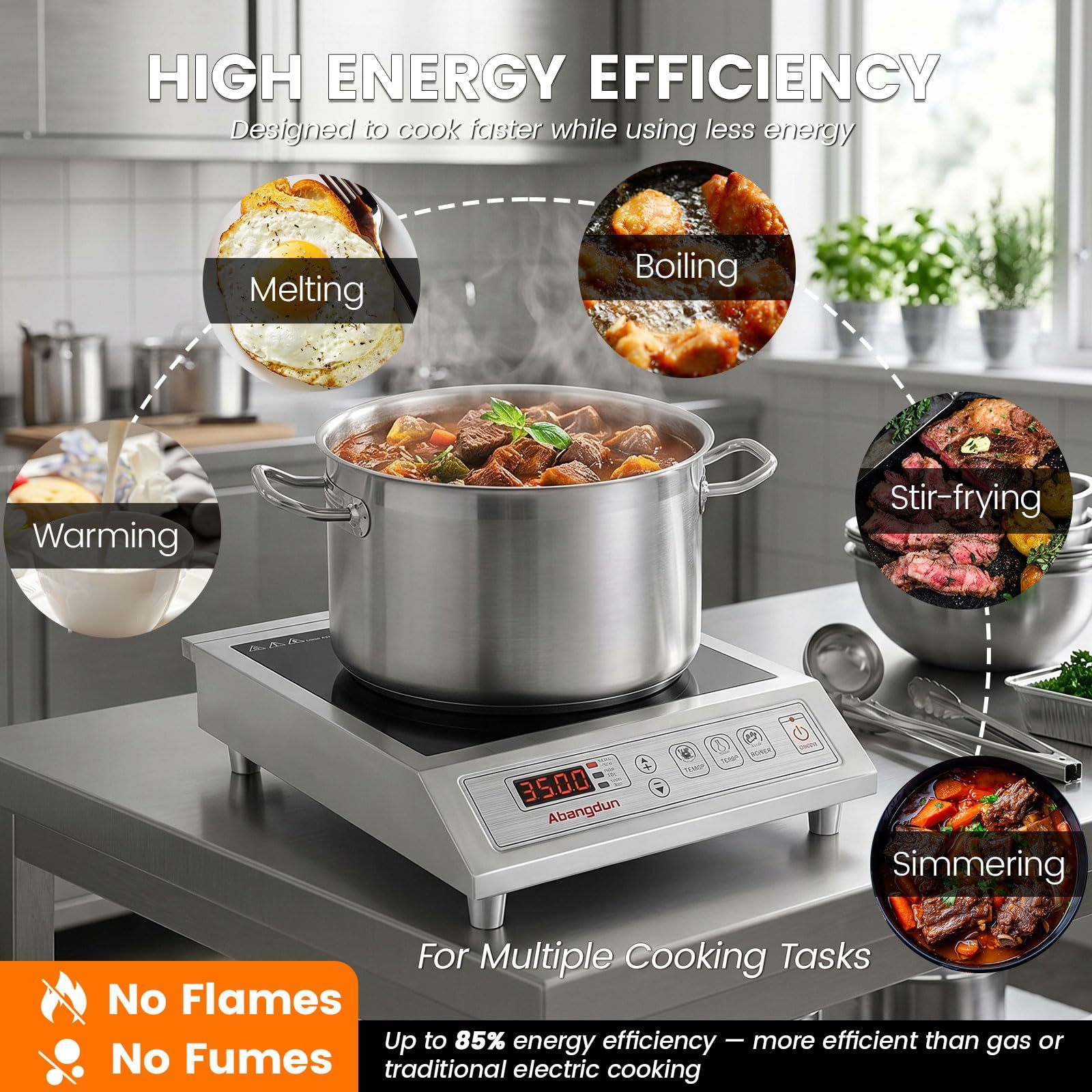 Abangdun AJ1019 commercial induction cooktop button control panel