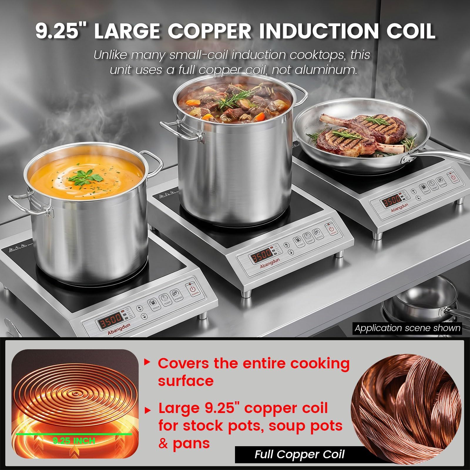 Abangdun AJ1019 commercial induction cooktop cooling fan and rear vent kitchen