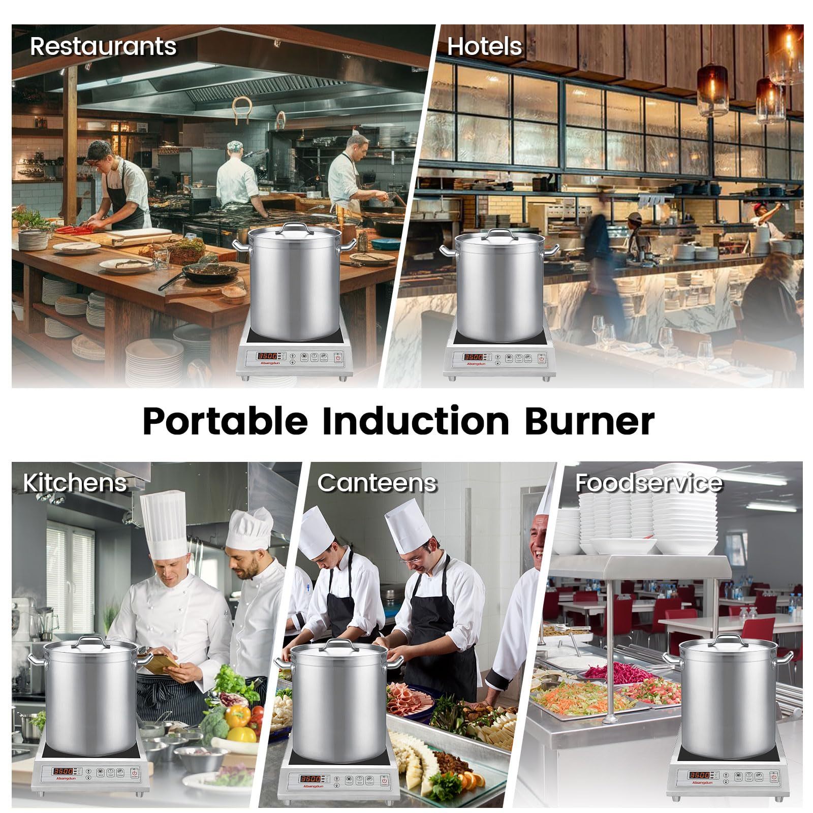 Abangdun AJ1019 commercial induction cooktop cooling fan and rear vent kitchen