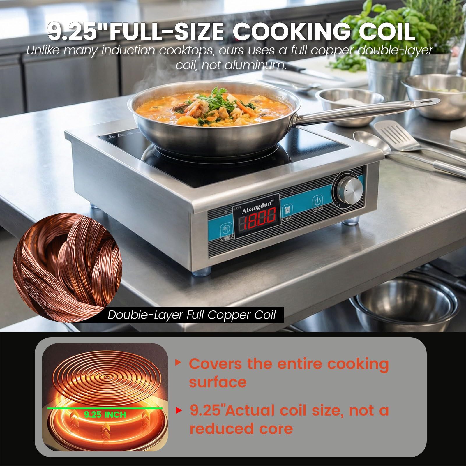 1800W Commercial Induction Cooktop Countertop Electric Stove
