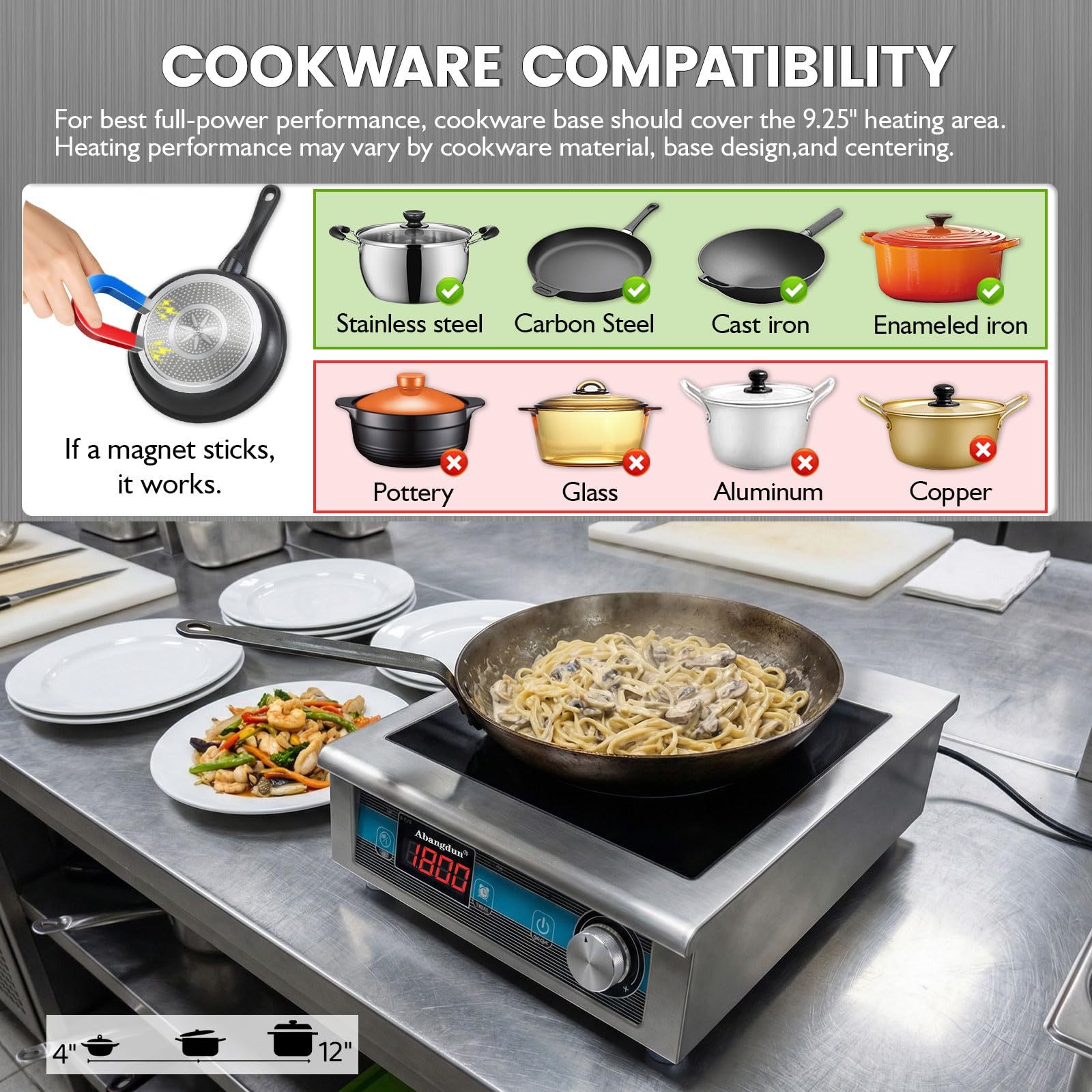1800W Commercial Induction Cooktop Countertop Electric Stove