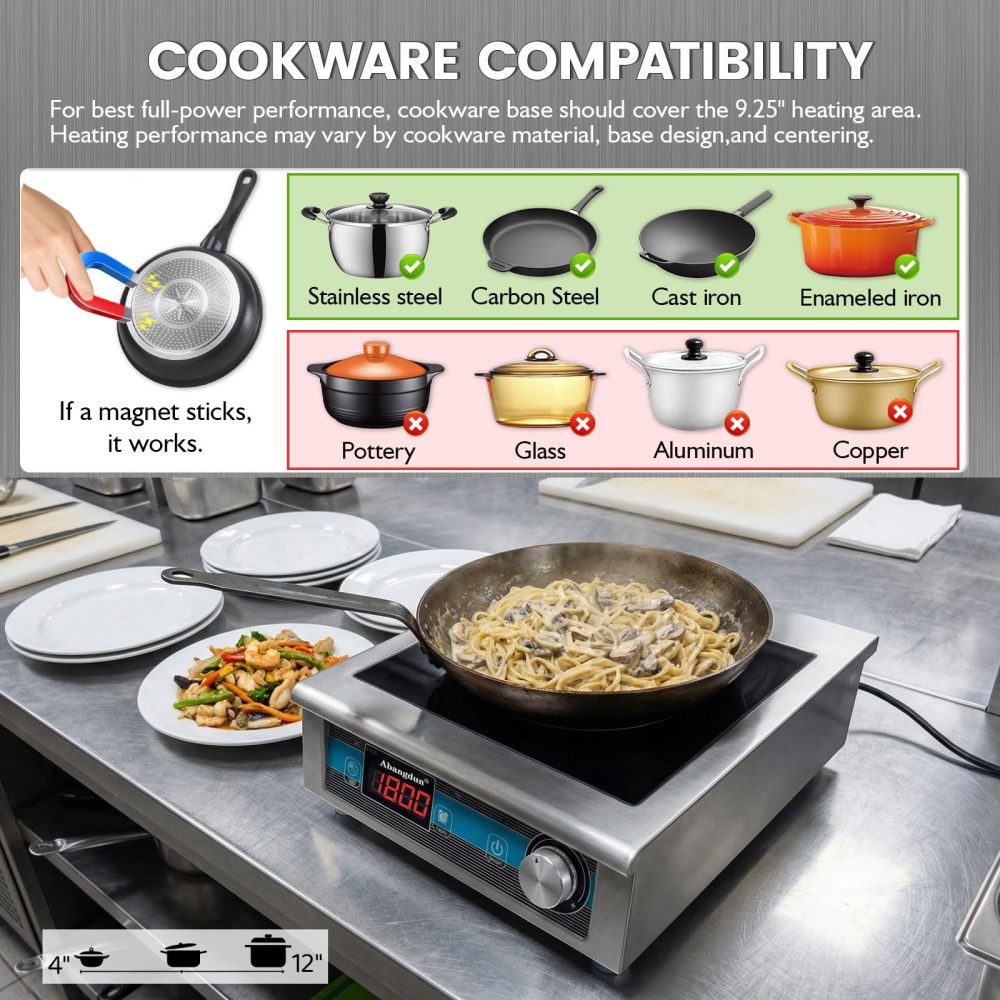 1800W Commercial Induction Cooktop Countertop Electric Stove